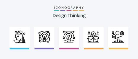 Design Thinking Line 5 Icon Pack Including lightd. idea. vector. scale. roller. Creative Icons Design vector