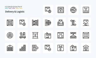 25 Delivery And Logistic Line icon pack vector