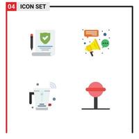 Pictogram Set of 4 Simple Flat Icons of insurance juice advertising campaign wifi Editable Vector Design Elements