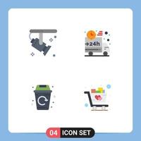 Editable Vector Line Pack of 4 Simple Flat Icons of bright city spotlight truck garbage Editable Vector Design Elements