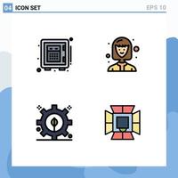 Set of 4 Modern UI Icons Symbols Signs for deposit power money student light Editable Vector Design Elements