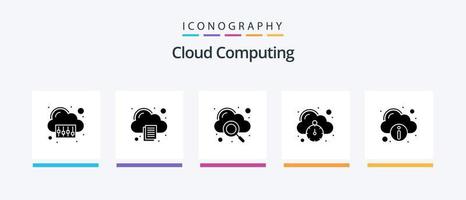 Cloud Computing Glyph 5 Icon Pack Including info. speedometer. cloud. speed. fast hosting. Creative Icons Design vector