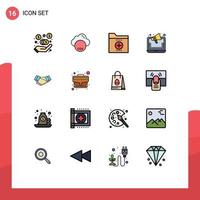 Universal Icon Symbols Group of 16 Modern Flat Color Filled Lines of deal online marketing documents online ads Editable Creative Vector Design Elements
