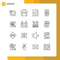 16 User Interface Outline Pack of modern Signs and Symbols of analytics video suitcase smartphone call Editable Vector Design Elements