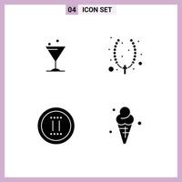 4 User Interface Solid Glyph Pack of modern Signs and Symbols of glass online necklace jewelry beach Editable Vector Design Elements