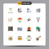 Mobile Interface Flat Color Set of 16 Pictograms of graph education presentation comment jobs Editable Pack of Creative Vector Design Elements