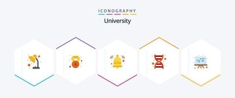 University 25 Flat icon pack including board. alert. genome. dna vector