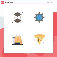 Modern Set of 4 Flat Icons Pictograph of cube new security internet eid Editable Vector Design Elements