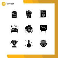 9 Universal Solid Glyphs Set for Web and Mobile Applications sofa home code furniture script Editable Vector Design Elements