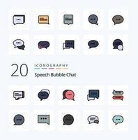 20 Chat Line Filled Color icon Pack like add comment messages chat message vector