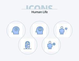 Human Blue Icon Pack 5 Icon Design. human. favorite. head. body. head vector