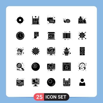 25 User Interface Solid Glyph Pack of modern Signs and Symbols of handbag snail faq easter email Editable Vector Design Elements