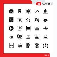 Stock Vector Icon Pack of 25 Line Signs and Symbols for food highlighter user drawing romantic Editable Vector Design Elements