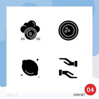 User Interface Pack of 4 Basic Solid Glyphs of safe sports cloud ball healthcare Editable Vector Design Elements