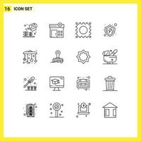 16 Thematic Vector Outlines and Editable Symbols of stamp mobile lsd baby shield Editable Vector Design Elements