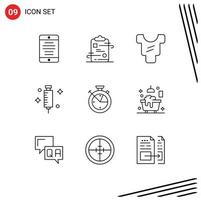 9 Universal Outline Signs Symbols of time syringe paper medical doctor Editable Vector Design Elements