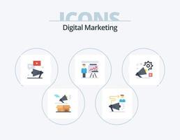 Digital Marketing Flat Icon Pack 5 Icon Design. man. marketing. user. chat. video vector