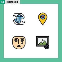 Pictogram Set of 4 Simple Filledline Flat Colors of connect emotion communication location mask Editable Vector Design Elements