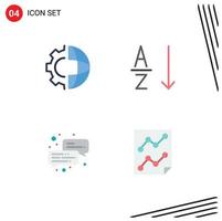 Pictogram Set of 4 Simple Flat Icons of development chat processing order analytics Editable Vector Design Elements