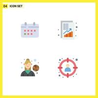 Flat Icon Pack of 4 Universal Symbols of calendar revenue appointment income female player Editable Vector Design Elements