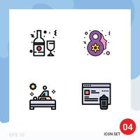 4 Creative Icons Modern Signs and Symbols of alcohol spa glass female therapy Editable Vector Design Elements