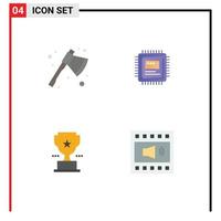 4 Universal Flat Icon Signs Symbols of ax trophy cleaver computer achievement Editable Vector Design Elements