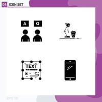 4 Solid Glyph concept for Websites Mobile and Apps answers copywriting qa coffee document Editable Vector Design Elements