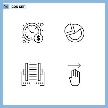 Set of 4 Modern UI Icons Symbols Signs for management connection pie chart business digital Editable Vector Design Elements