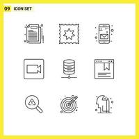 Group of 9 Outlines Signs and Symbols for page computing mobile money doller Editable Vector Design Elements