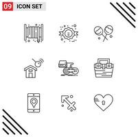 Set of 9 Modern UI Icons Symbols Signs for gaming console candy search construction Editable Vector Design Elements