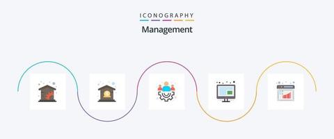 administración plano 5 5 icono paquete incluso . grafico. gestión. negocio. pantalla vector