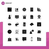 Pack of 25 Modern Solid Glyphs Signs and Symbols for Web Print Media such as mixer dj chart devices statistics Editable Vector Design Elements