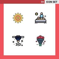 4 Thematic Vector Filledline Flat Colors and Editable Symbols of gear printing success care direct metal laser sintering Editable Vector Design Elements