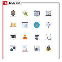 Group of 16 Modern Flat Colors Set for money cash coding hobby patch Editable Pack of Creative Vector Design Elements
