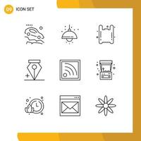 Set of 9 Modern UI Icons Symbols Signs for wifi connection bag pen add Editable Vector Design Elements