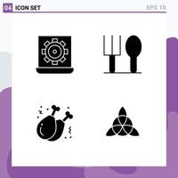 User Interface Solid Glyph Pack of modern Signs and Symbols of computer fast food preference fork leg Editable Vector Design Elements