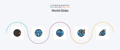 globo línea lleno plano 5 5 icono paquete incluso . planeta. globo. orbita. viaje vector