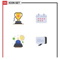 Set of 4 Vector Flat Icons on Grid for achievment account game time specialist Editable Vector Design Elements