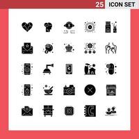 25 Universal Solid Glyphs Set for Web and Mobile Applications timer target thinking focus digital Editable Vector Design Elements