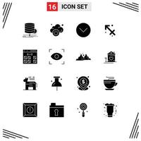 Pictogram Set of 16 Simple Solid Glyphs of coding greece down zodiac astrology Editable Vector Design Elements