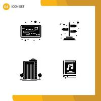 Pictogram Set of 4 Simple Solid Glyphs of project city arrows building album Editable Vector Design Elements