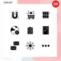 Pictogram Set of 9 Simple Solid Glyphs of report internet cabinet information analysis Editable Vector Design Elements