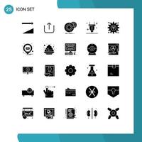 25 Universal Solid Glyph Signs Symbols of gear eco analysis electricity power Editable Vector Design Elements