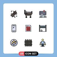 Set of 9 Modern UI Icons Symbols Signs for document audit technology iphone mobile Editable Vector Design Elements