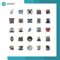 Mobile Interface Filled line Flat Color Set of 25 Pictograms of chart smart home server intelligent day Editable Vector Design Elements