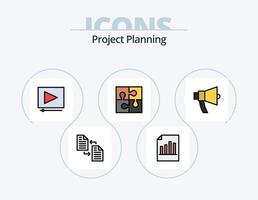 Project Planing Line Filled Icon Pack 5 Icon Design. planning. diagram. startup. sheet. page vector