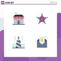 Group of 4 Modern Flat Icons Set for building write estate star nib Editable Vector Design Elements