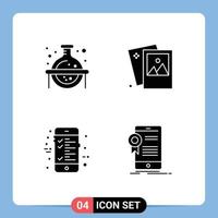 Pictogram Set of 4 Simple Solid Glyphs of chemical bill study photo ecommerce Editable Vector Design Elements