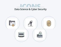 Data Science And Cyber Security Line Filled Icon Pack 5 Icon Design. security. chat. secure. shield. protection vector