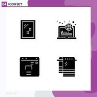 4 Solid Glyph concept for Websites Mobile and Apps door finance wash learning bath Editable Vector Design Elements